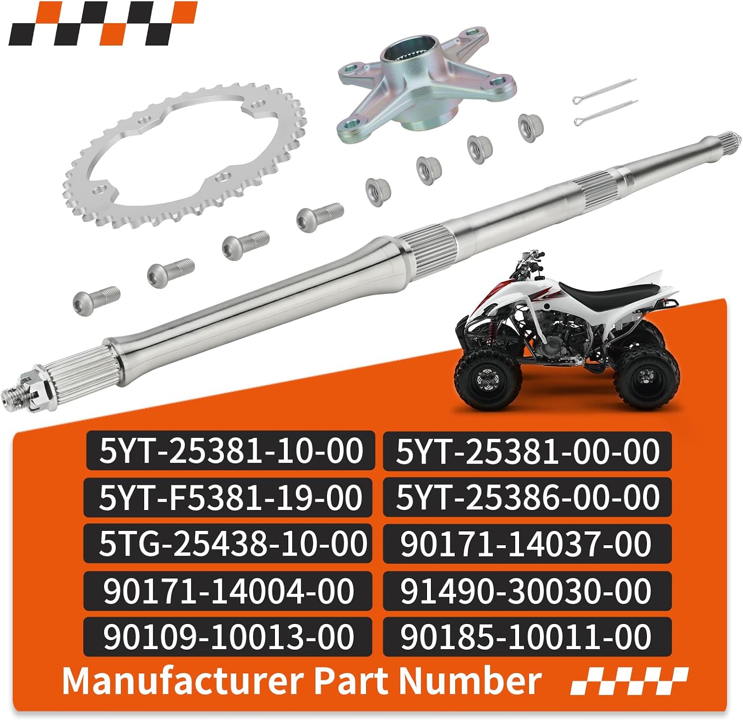 Rear Axle Shaft & Sprocket Mount Axle Collar Hub Nuts For Yamaha Raptor 350 YFM350 2004-2013 5YT-25381-10-00 5YT-25386-00-00 5TG-25438-10-00