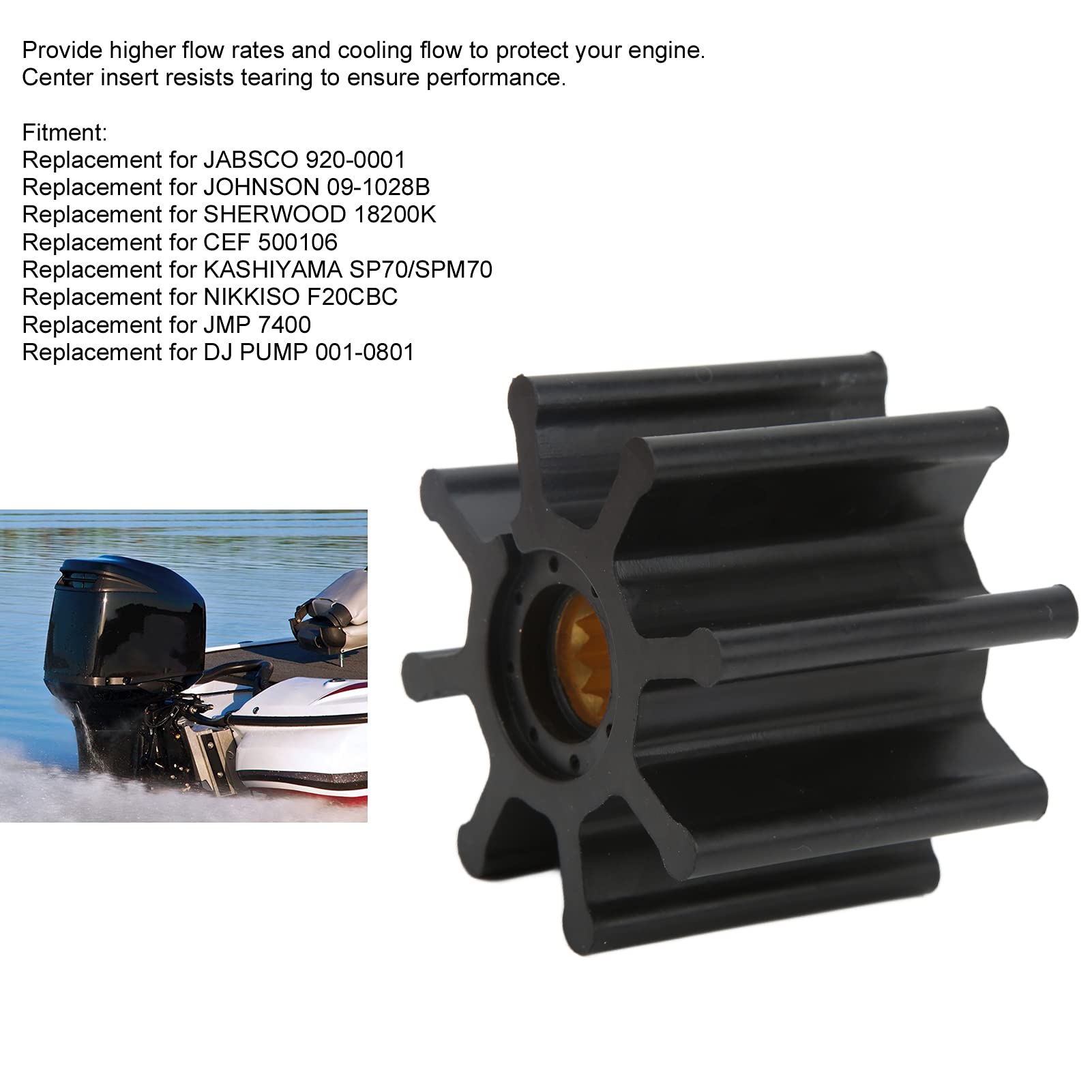 Girante JABSCO 58 Pompa Acqua 8 Pale 920-0001 Sostituzione Accessori Motore Fuoribordo