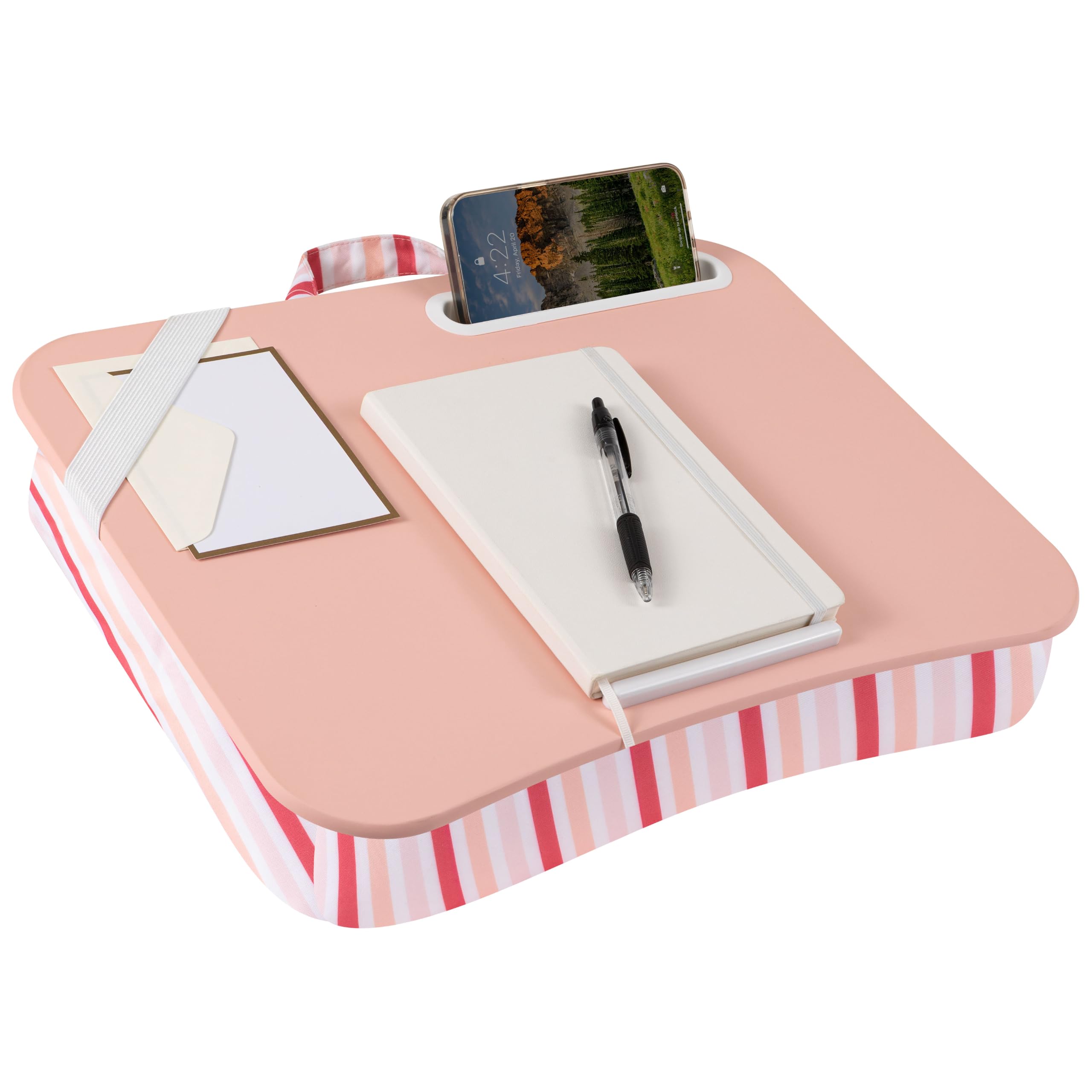LAPGEAR Designer Lap Desk – Pink Stripes, Fits 15.6" Laptops