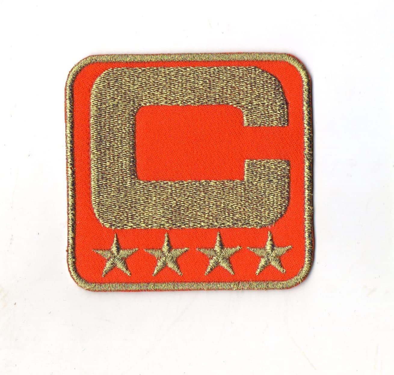 First Anything Captain C Patch Orange Iron on (4 Gold Stars) Football Soccer Baseball Hockey Sports Embroidered for Hat Shirt Jacket Jeans Cap Size About 2.70x2.70 Inch A221 High Quality