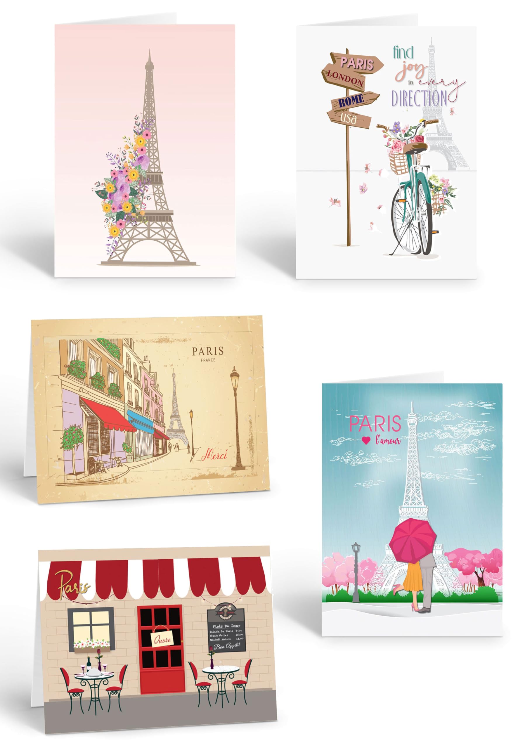 Stonehouse Collection | Assorted Paris, France Note Cards | Parisian Note Cards | French Cards (Assorted)