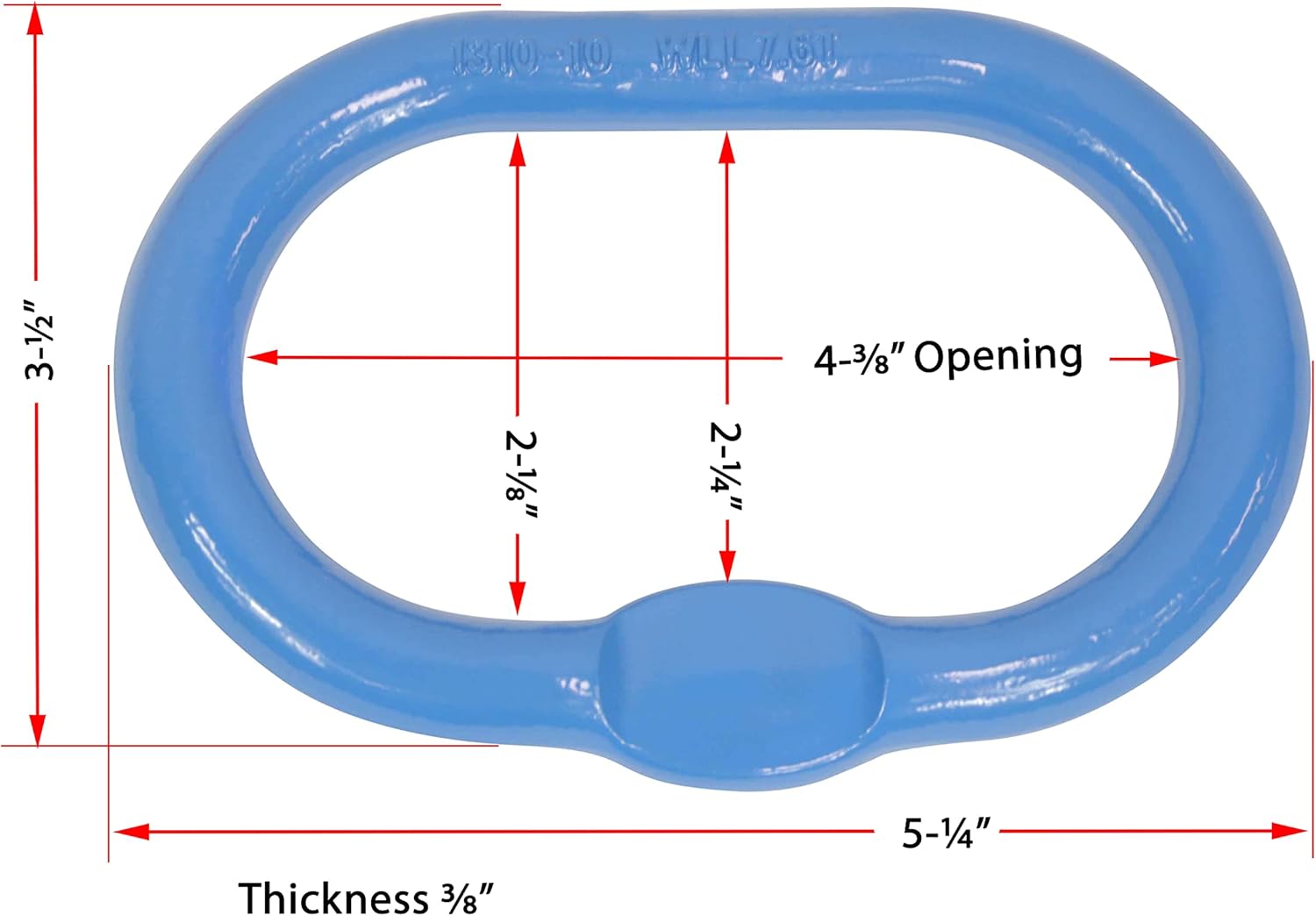 Mytee Products (2 Pack 7/8 Inch Oblong Master Link for Chain & Wire Rope, Grade 100 - WLL 16,700 Lbs (7.6 Tons), Blue - 4:1 Safety Factor - Alloy Steel, Heavy-Duty, Oval Master Link Ring for Lifting