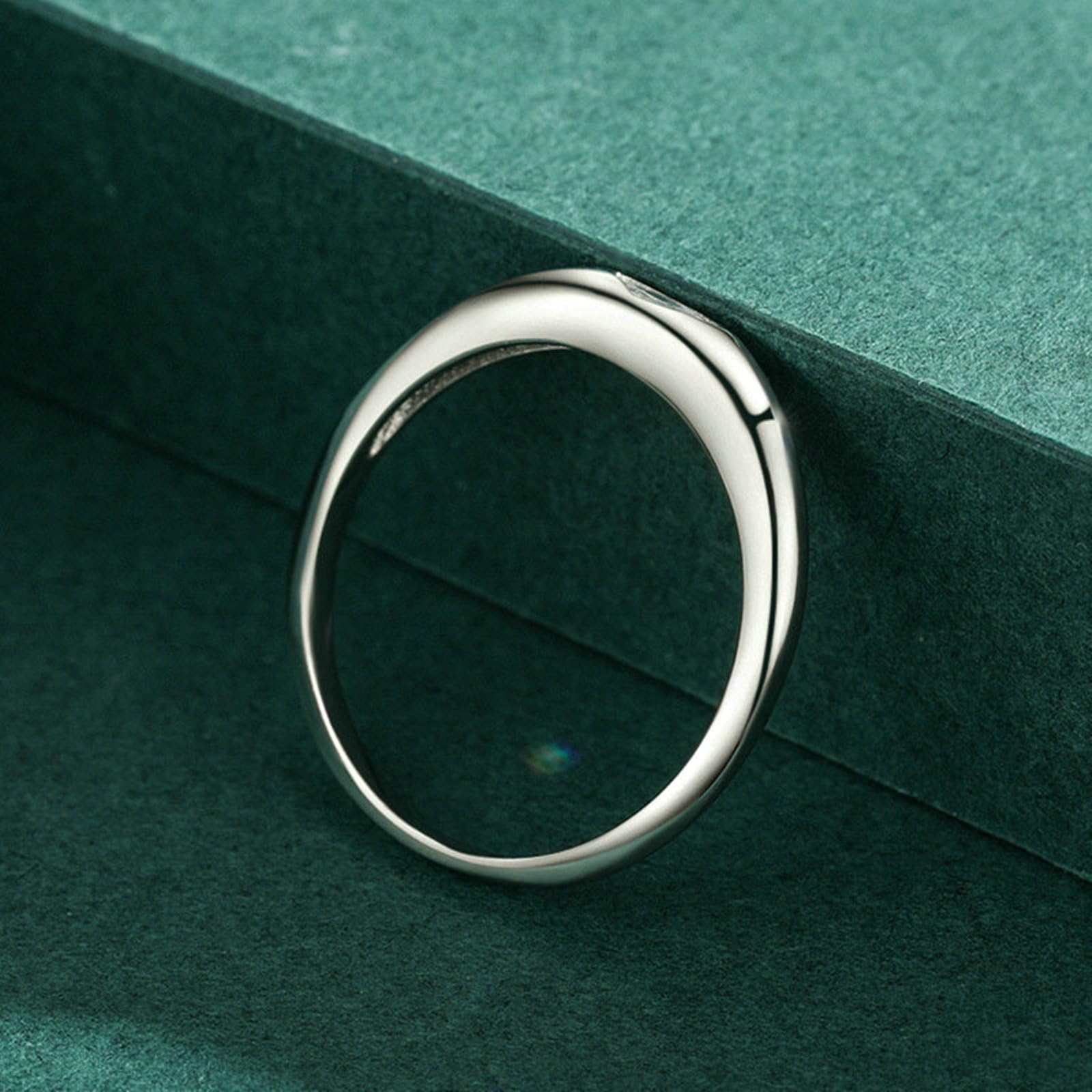 Bague Femme Or 9/14/18 carats, Anneau Empilable Sertie de Moissanite Marquise, Bague Fine Polie Or Blanc Personnalisée