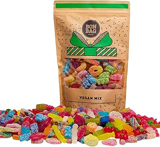 BON BAG - Vegan Fizzy and Fizz-Free Pick And Mix Sweets, 1L Pouch Bags Of Sweets. Bulk Candy Assortment In Large Resealable Party Bag, Great For Sharing Or As A Gift (800g)