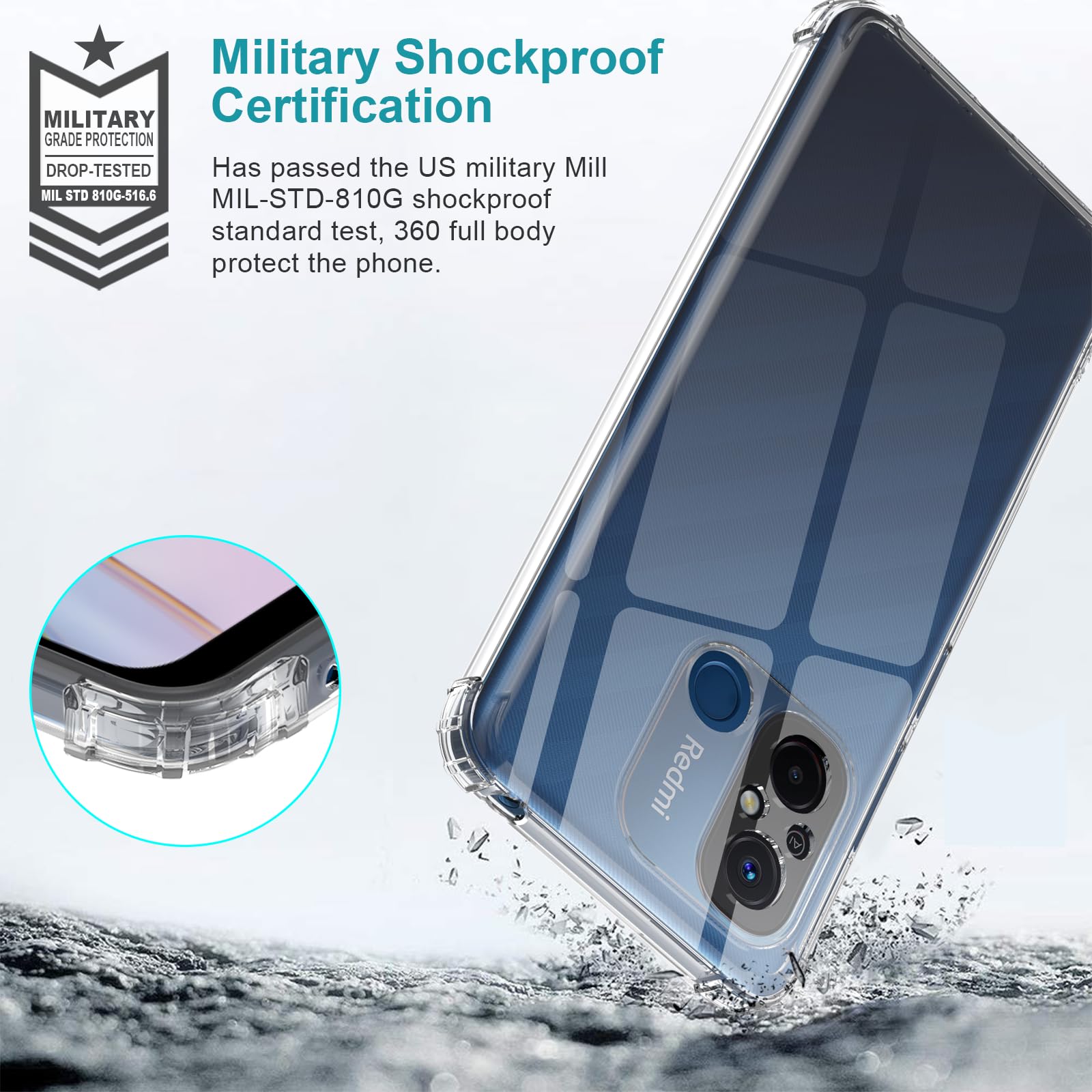 Giyer Custodia Portafoglio Per Xiaomi Redmi 12C Con Pellicola Protettiva - Pelle PU, Supporto Integrato, 3 Slot Carte