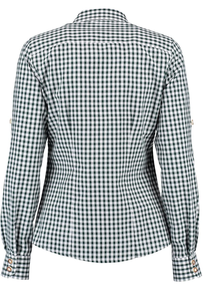 OS Trachten Damen Bluse Langarm Trachtenbluse mit Liegekragen Qorru