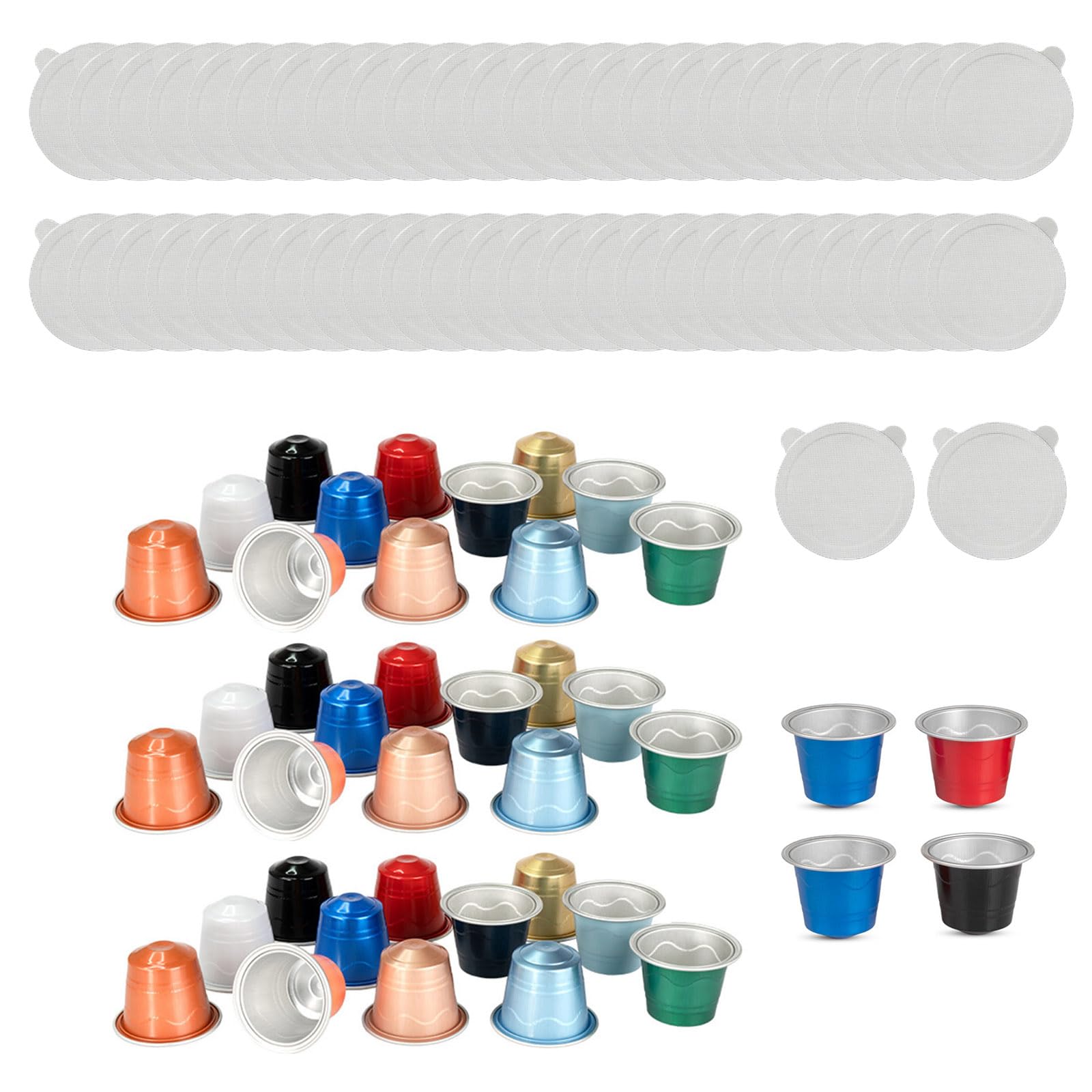 Kalttoy 50Pieces Aluminum Foil Pods Covers Foil Lid Coffee Sealers Sealing Film Power Cup Shell Aluminums Foils Cover Set Coffee Pods Small Machine