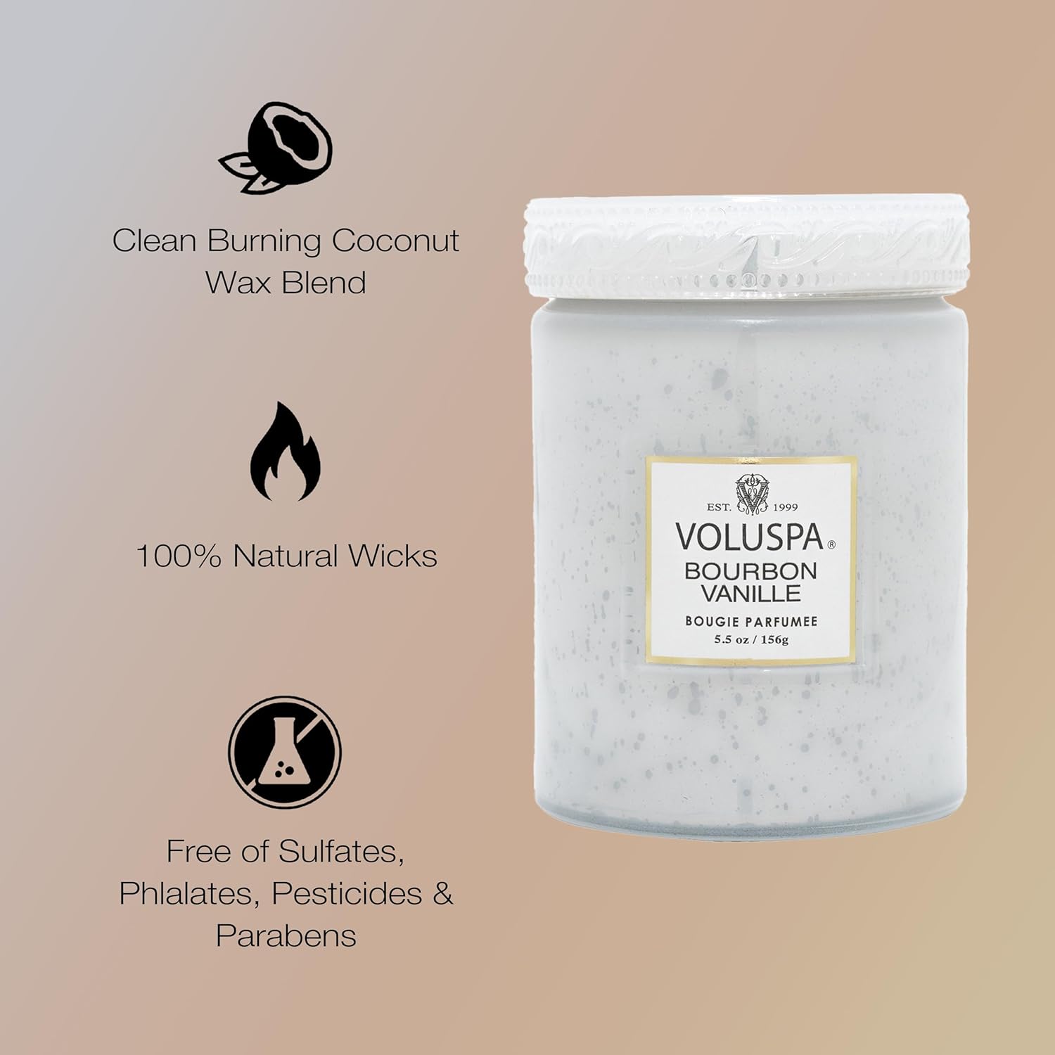 Bourbon Vanille Gold Glass Jar Scented Candle, 5.5 oz