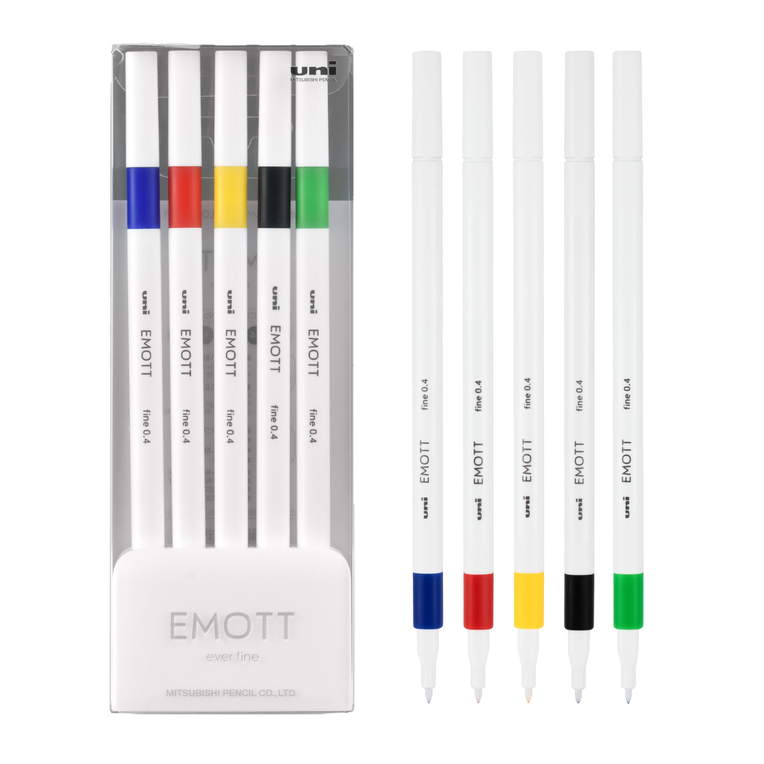 uni-ball EMOTT Fine Line Pens, Fine Point (0.4mm), Assorted Ink, 5-count, Vivid
