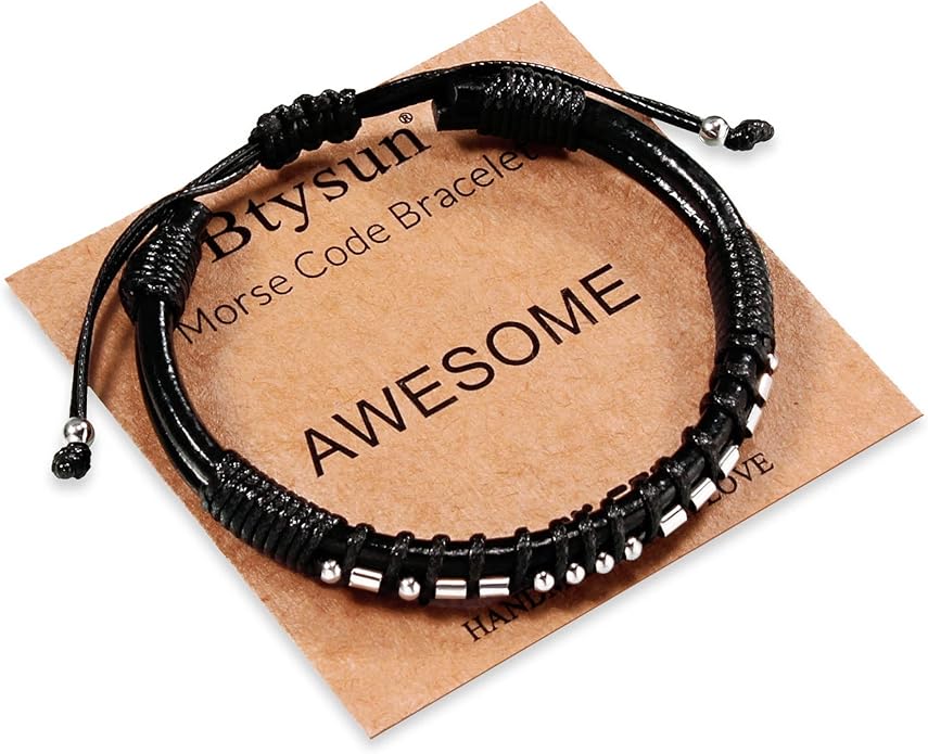 Inspirational Gifts for Men Morse Code Bracelets Mens Bracelets Graduation Gifts for Him Fathers Day Adjustable Leather Bracelet Motivational Birthday Annivesary Jewelry Stocking Stuffers for Men