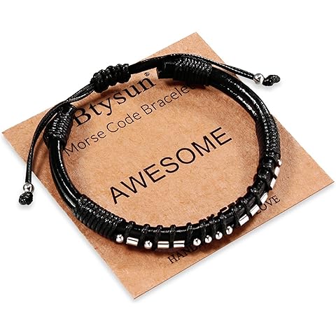 Inspirational Gifts for Men Morse Code Bracelets Mens Bracelets Graduation Gifts for Him Fathers Day Adjustable Leather Bracelet Motivational Birthday Annivesary Jewelry Stocking Stuffers for Men