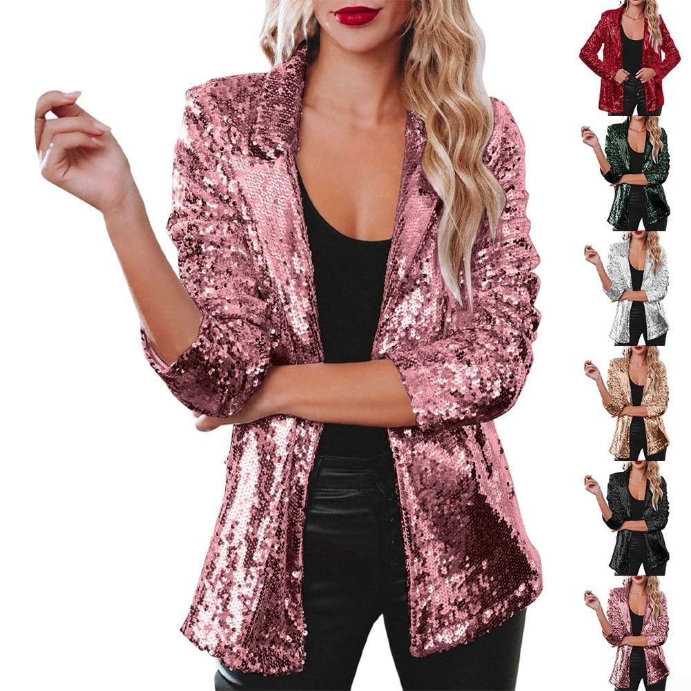 Giacca da donna con paillettes da discoteca, giacca con glitter luccicanti per autunno