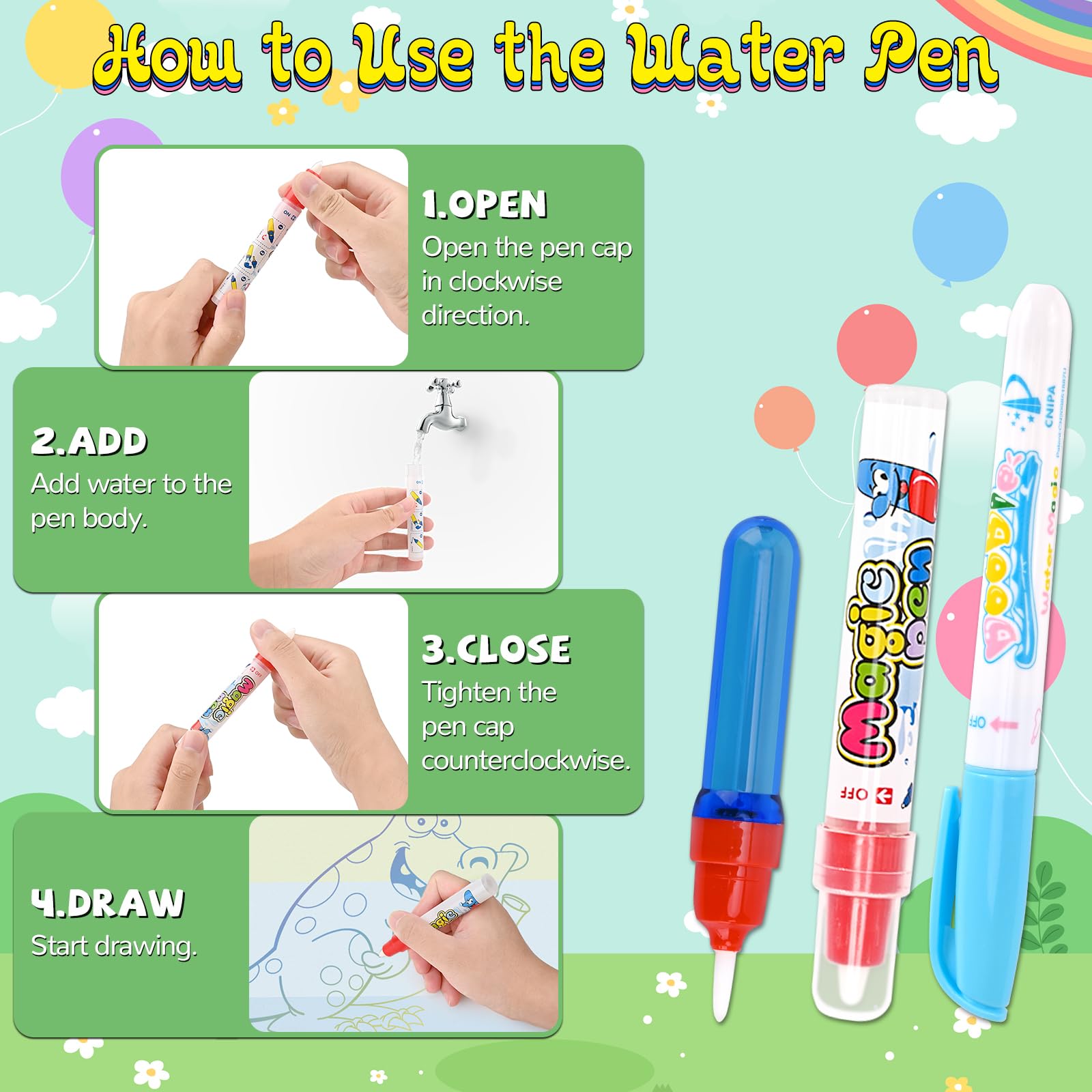 Lanvixo Tapis Dessin Eau Enfant, 100×80cm Grand Tapis Dessin