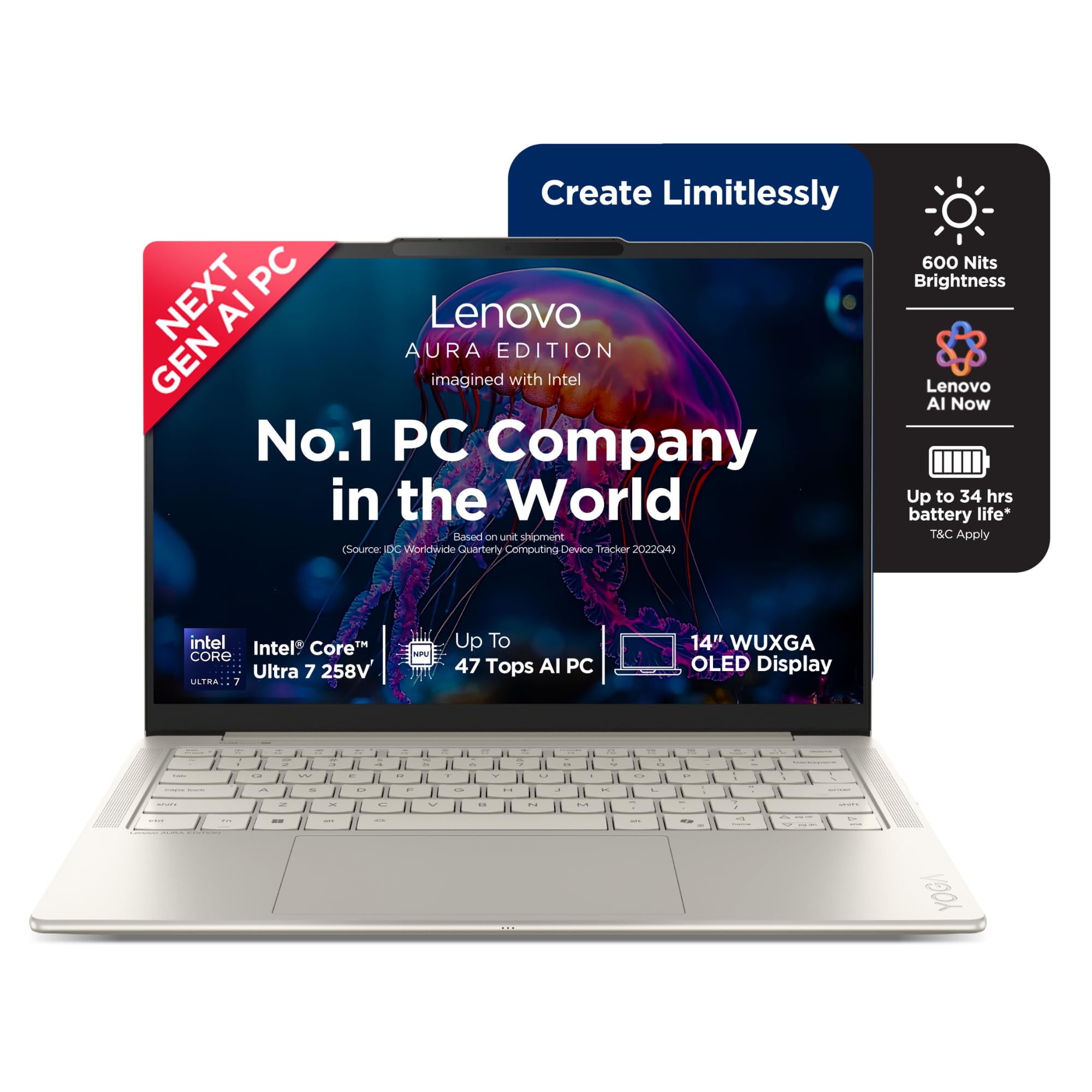 Lenovo Yoga Slim 7 Aura Edition Intel Evo Core Ultra 7 258V (32GB RAM/1TB SSD/14 (35.5cm)/WUXGA OLED/Copilot+ PC/Windows 11/MSO 365 Basic+Office 2024+Lenovo AI Now/Seashell/1.19Kg), 83JX00EUIN-image-49