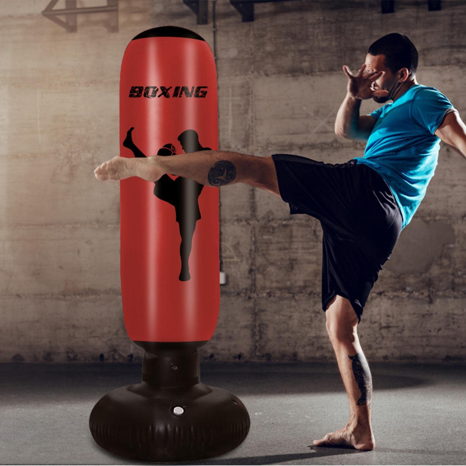 Sacco da boxe autoportante, 170,2 cm, colonna con supporto, sacco da boxe in piedi, attrezzatura da boxe per interni ed esterni, casa, esercizio, rosso Ventdouce