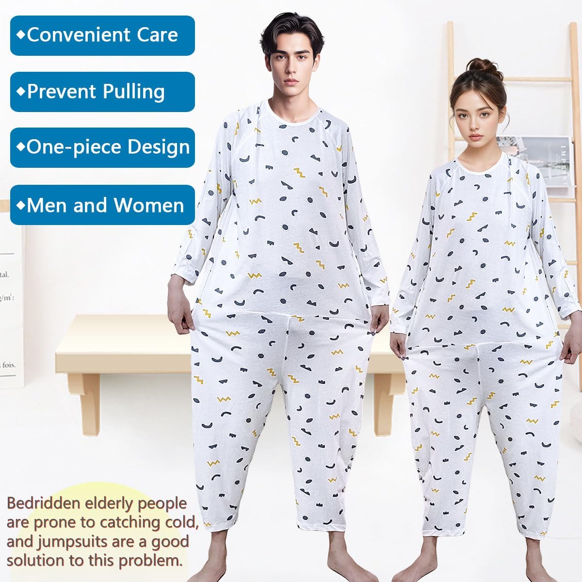 Unisex Jumpsuit with Back-Zipper,Suitable for Alzheimer’s,Dementia Patient,Seniors,Incontinence Care - Image 3