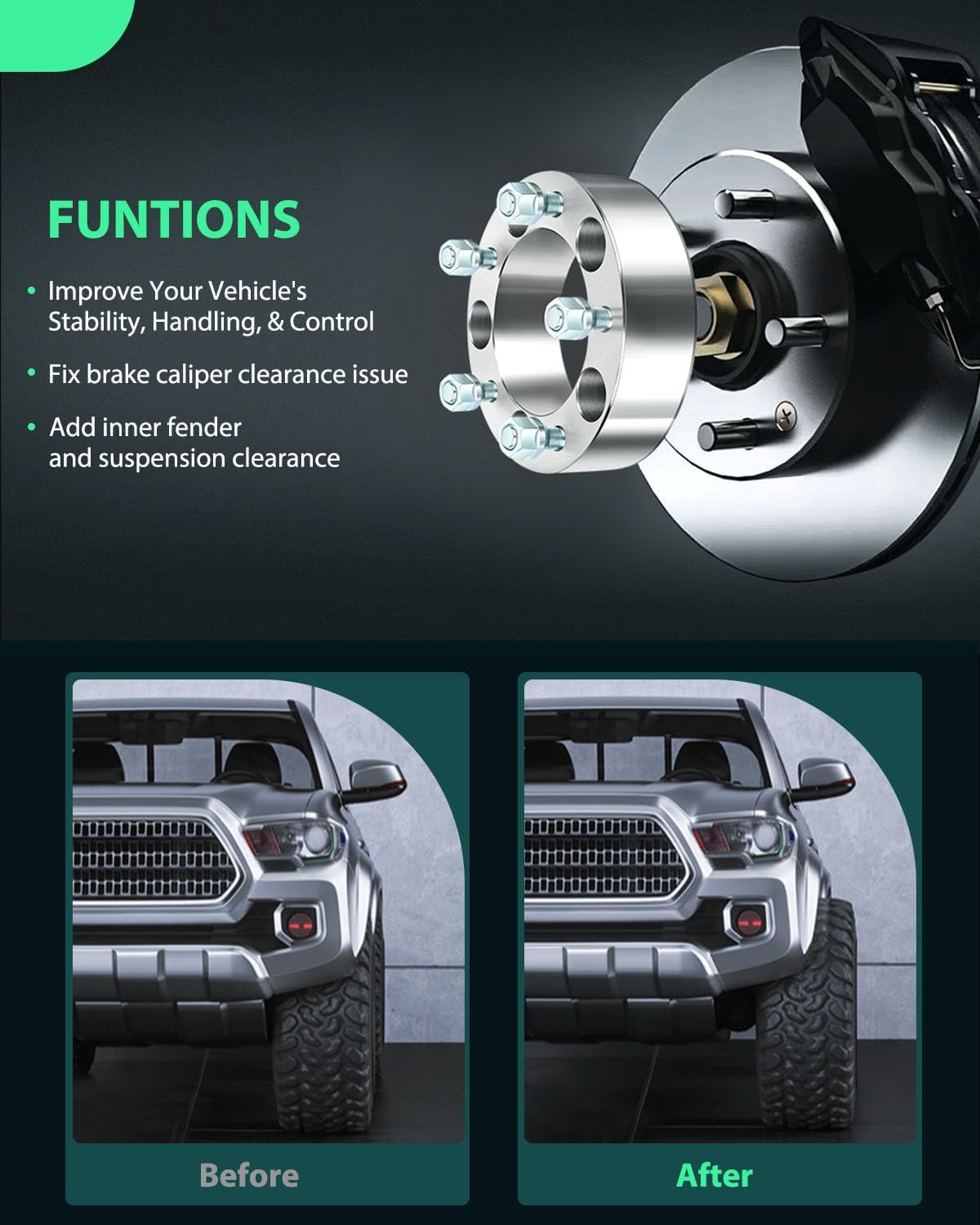 SCITOO 4X 2 inch 5x5.5 to 5x5.5 Wheel Spacers 5x139.7 Compatible with Ram 1500 for F-100 E-150 Econoline Bronco for Vitara for CJ with 1/2" Studs