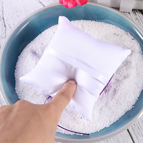 Miniatura 3 de Almohada romántica para anillo de boda, cojín con cinta para portador de anillo de boda, diamantes de imitación, ceremonia de boda para suministros