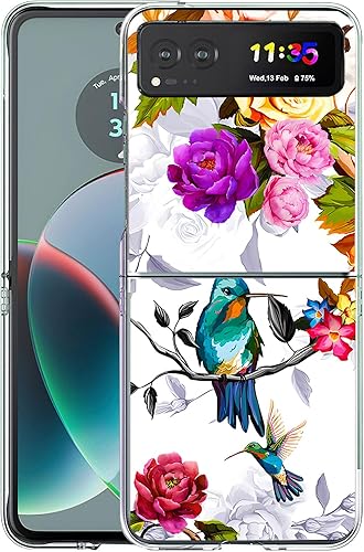 Miniatura 1 de Bcov Funda rígida para Motorola Razr 2023, colibrí en flores, pájaro antiarañazos, sólida, funda protectora a prueba de golpes para Motorola Razr
