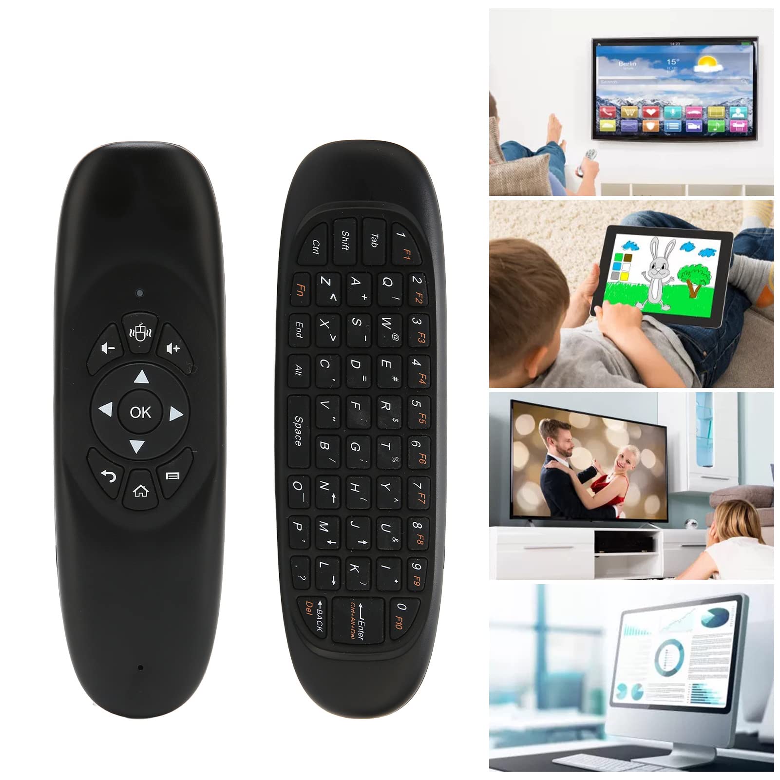 Universal TV Remote Air Mouse, 2.4GHz Mini Fly Mouse Keyboard and Remote Control with USB Receiver Full Keyboard, Intelligent Anti Shake for PC Computers Smart Computers