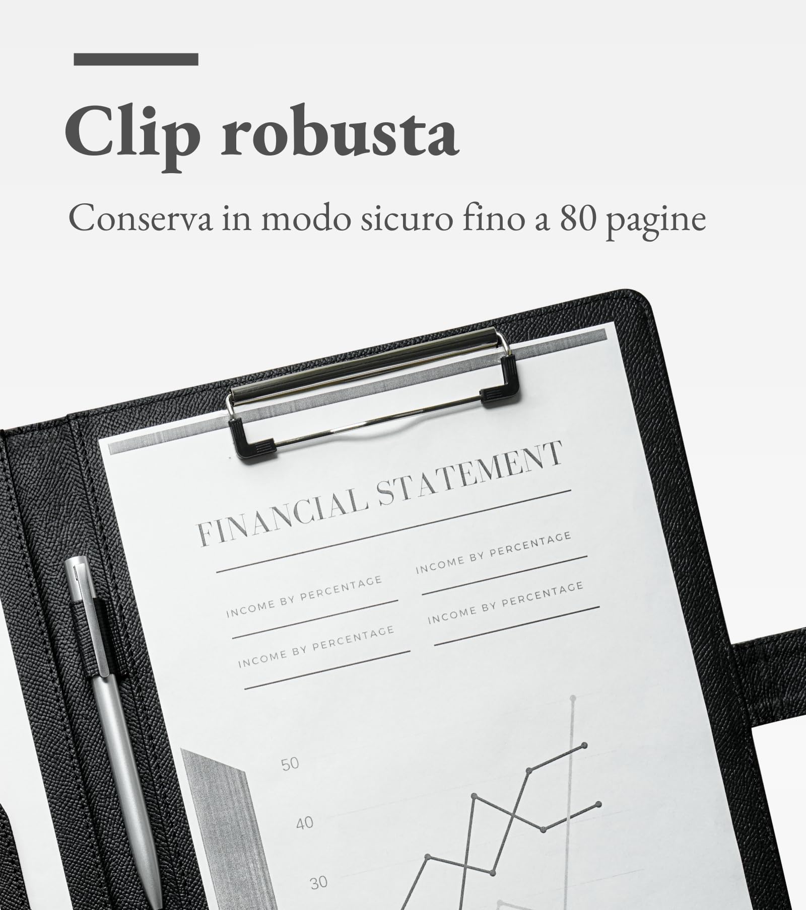 Mymazn Cartella Portadocumenti A4 Pu Pelle Portablocco con Pinza Porta Documenti A4 Blocco Appunti Folio Document Organizer (Stampa Palma Nero)