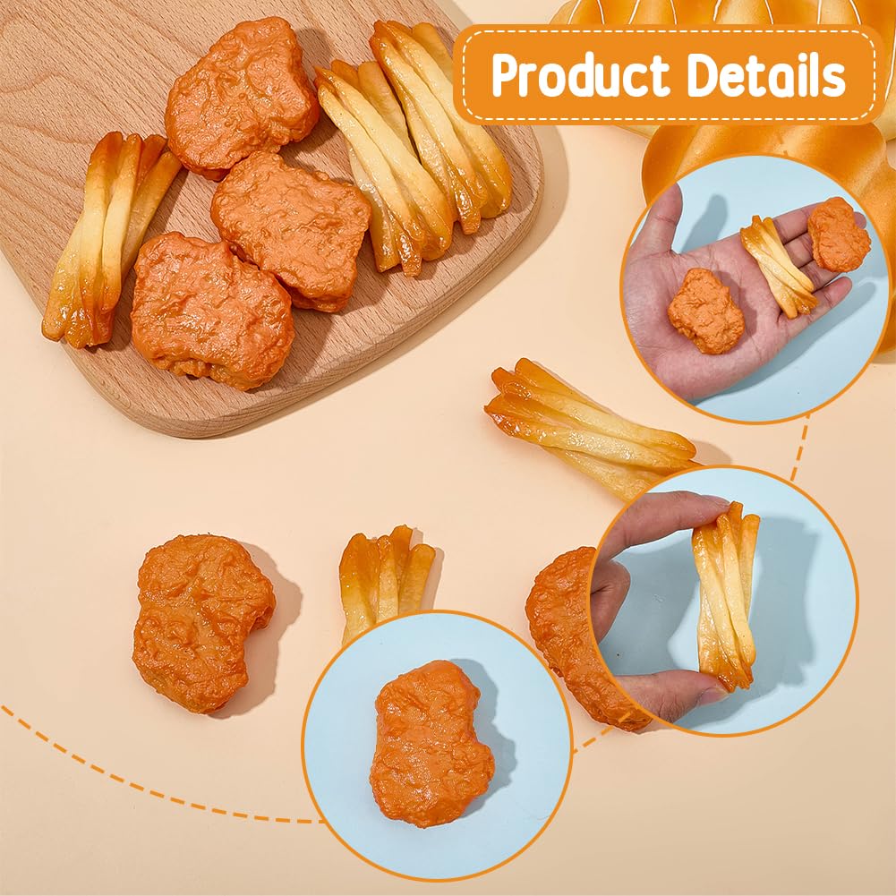 SUNNYCLUE 10 pièce de Faux Poulet Frit Artificiel Modèle de Frites Artificielles Nuggets de Poulet Frit en Plastique Fausses Frites Accessoire de Décoration pour la Maison la Cuisine les Fêtes et la P