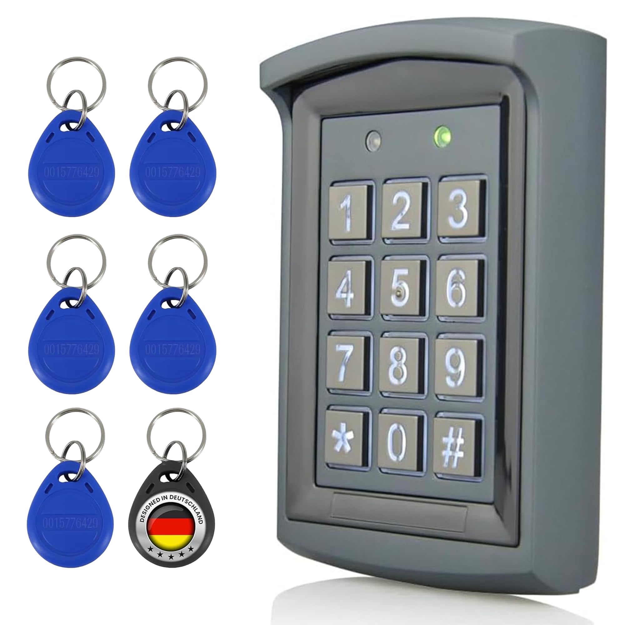 MATHFEL Smart Lock Sistema di accesso RFID (a vista), Serratura elettronica per porta d'ingresso, IP66, Serratura a codice e RFID, Serratura intelligente con codice, Serratura elettrica per esterni