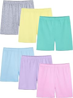 6 Pack Girls Bike Shorts Toddler Under Dress Cartwheel Shorts Dance Clothes