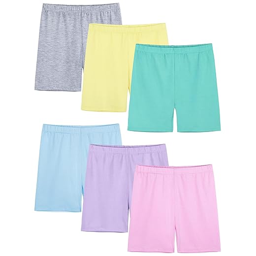 6 Pack Girls Bike Shorts Cartwheel Toddler Biker Under Dress Dance Multi-Color Kids Shorts Girls Clothes