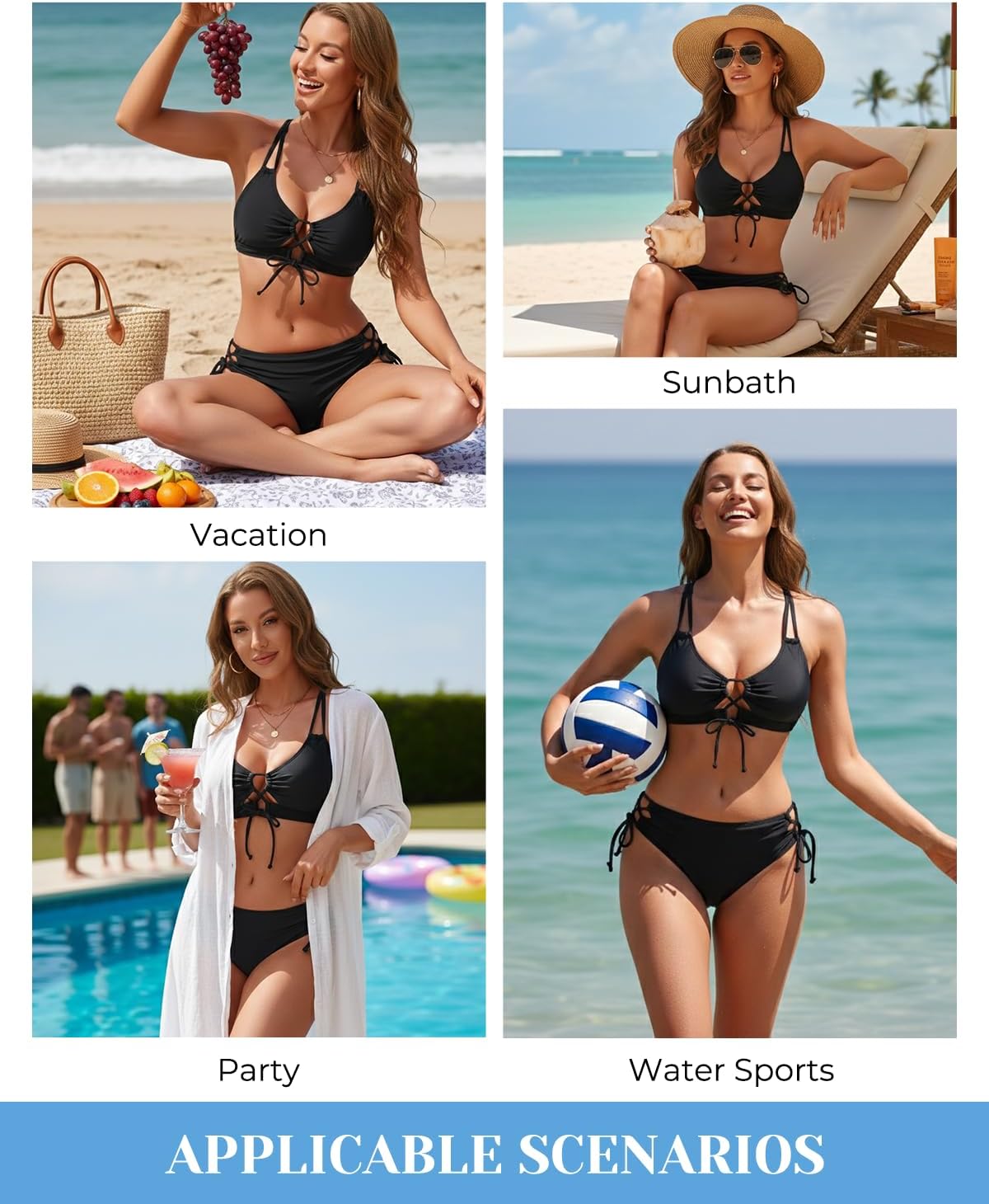 Aqua Eve Womens Sexy Bikini Sets - Two Piece Swimsuit Push Up Bathing Suit Cutout Lace Up Swimwear 2026