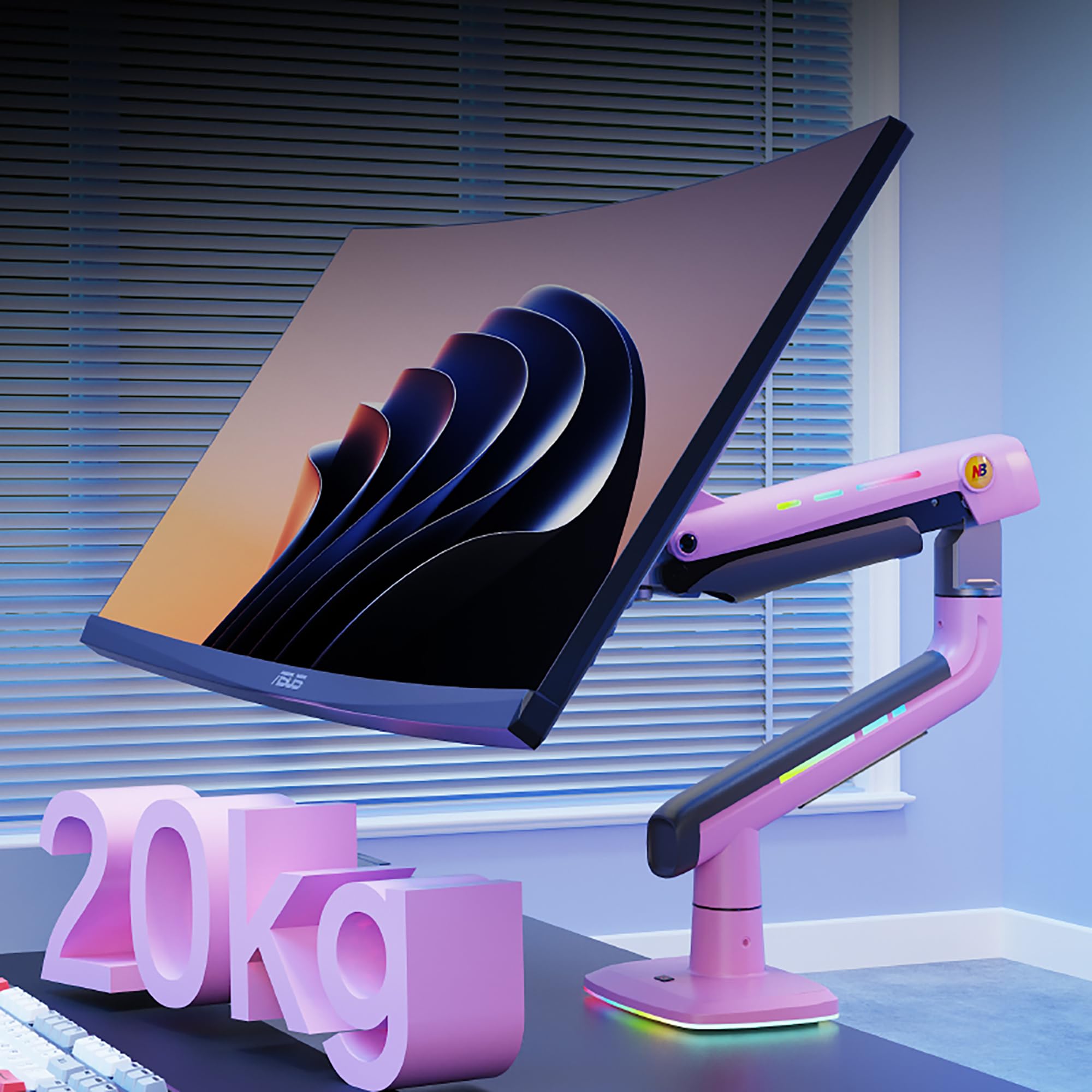 Amazon.co.jp: NB ERGONOMIC 【RGBライト付き】大型モニターアーム 大