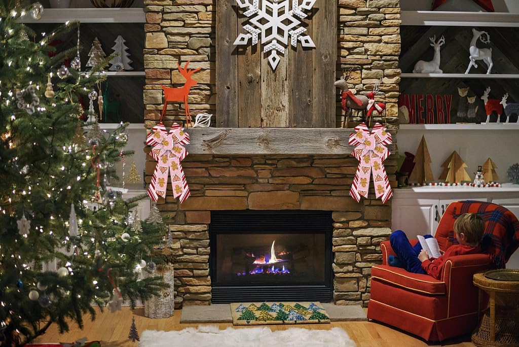 Large Christmas Bows for Wreath, Merry Christmas Wreath Bows Red Pink Burlap Bow Winter Craft Ribbon Bow Xmas Gingerbread Man Tree Bows for Front Door Christmas New Year Decorations - Image 7