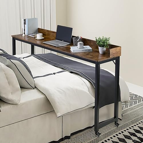 Clevich Mesa para colocar sobre la cama con ruedas, mesa de cama de tamaño QueenMatrimonial, escritorio de computadora portátil, mesa de bar de Clevich Mesa para colocar sobre la cama con ruedas, mesa de cama de tamaño QueenMatrimonial, escritorio de computadora portátil, mesa de bar de
