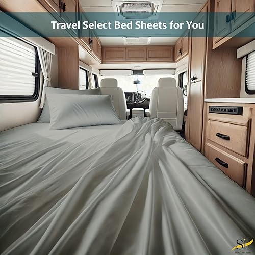 Miniatura 3 de Sábanas para caravana, litera matrimonial de 34 (48 x 75) pulgadas, bolsillo de hasta 10-12 pulgadas de profundidad, 100% algodón egipcio, juego de