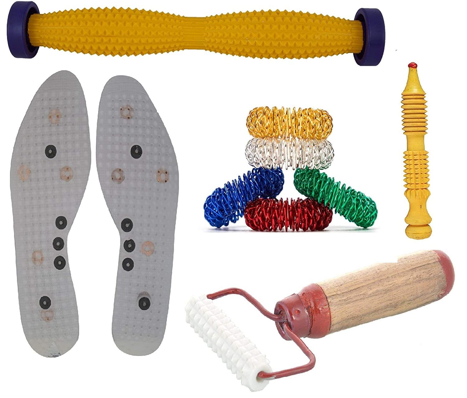 AHCS Acupressure Percare Foot Roller + Magnetic Shoe Sol Tools Combo Kit For Stress And Pain Relief (Multicolor)