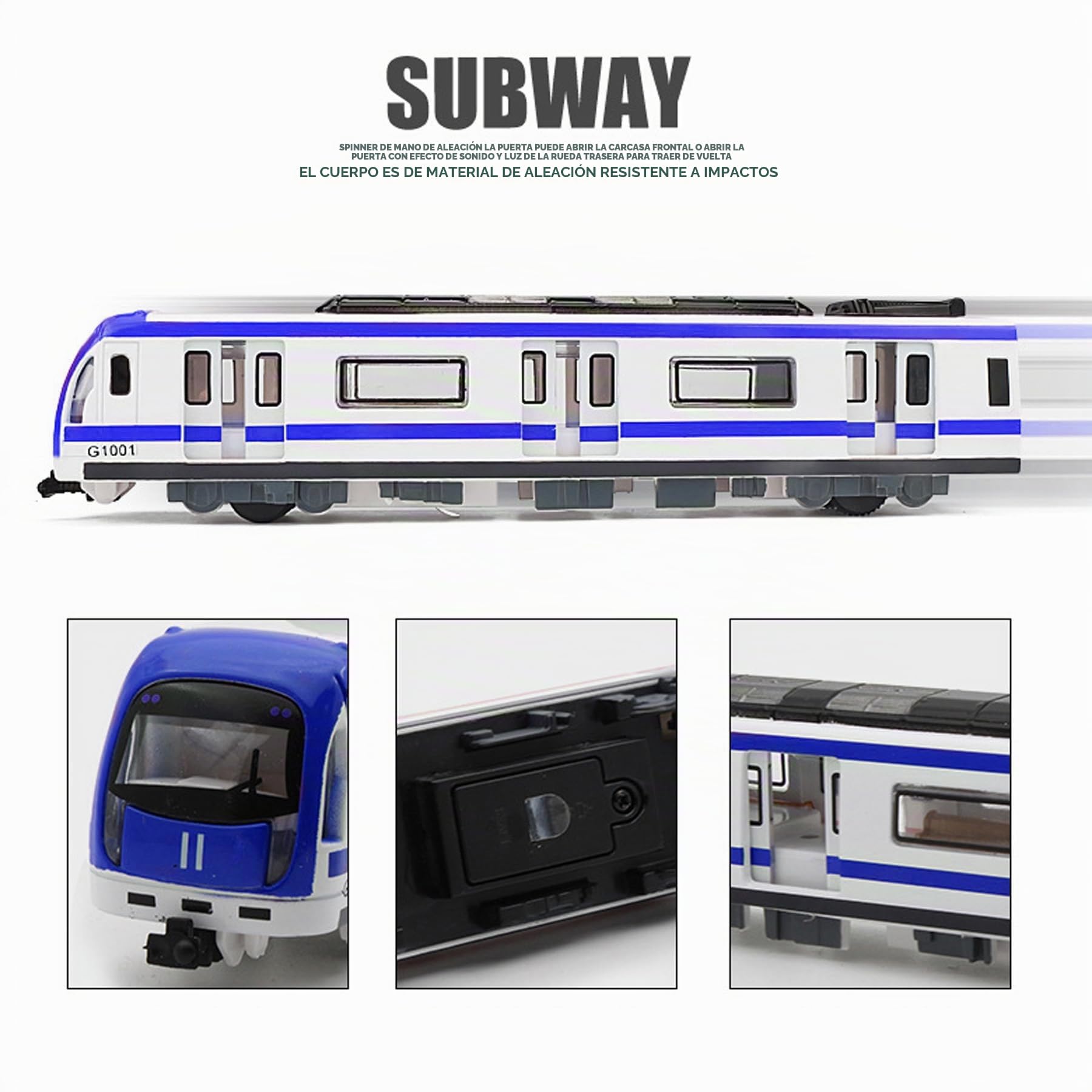 Juegos de Juguetes de Metro, Juegos de Coches de Juguete de aleación Metro Urbano, Juegos de Juguetes de Modelos de automóviles(Azul)