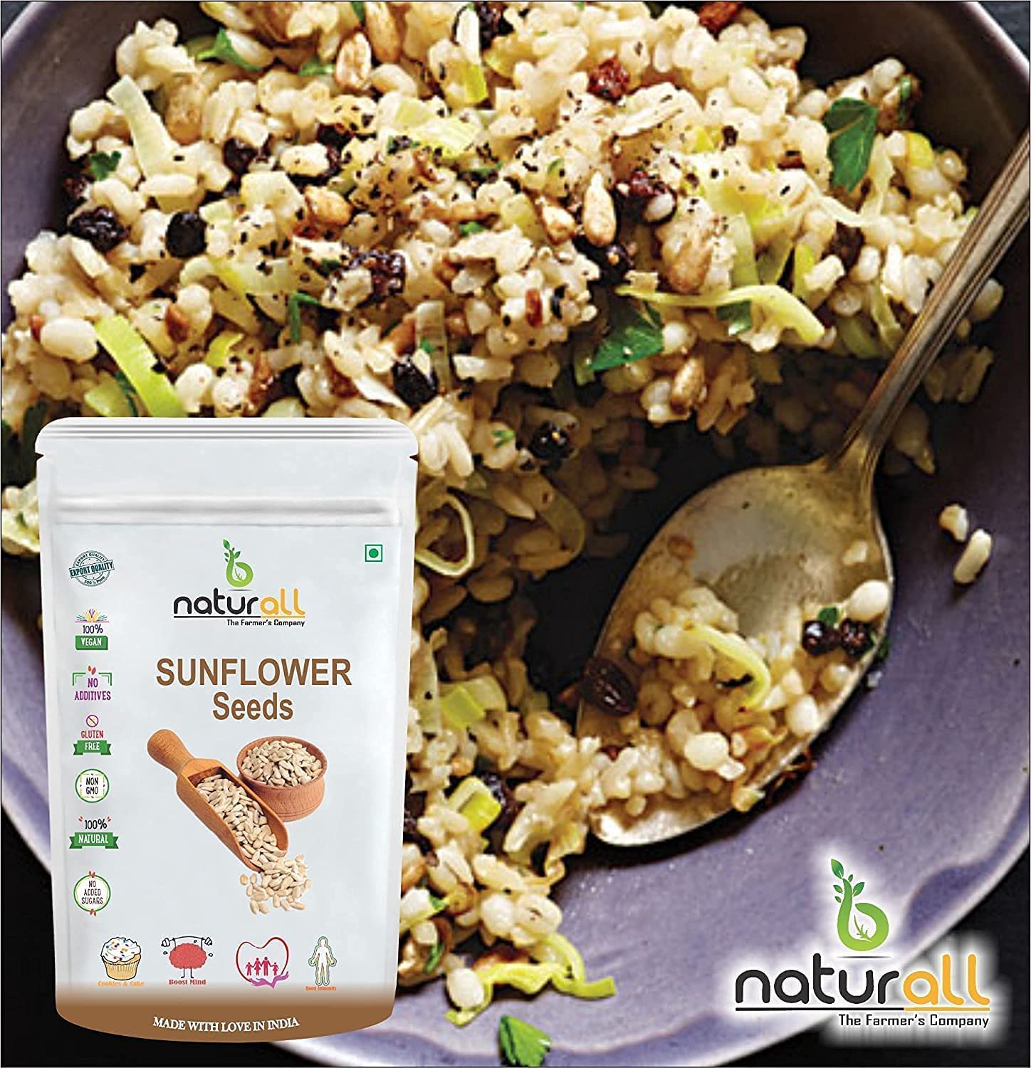 CROV Semillas de girasol crudas | Superalimento rico en vitaminas, proteínas y fibras, 200 GM por B Naturall