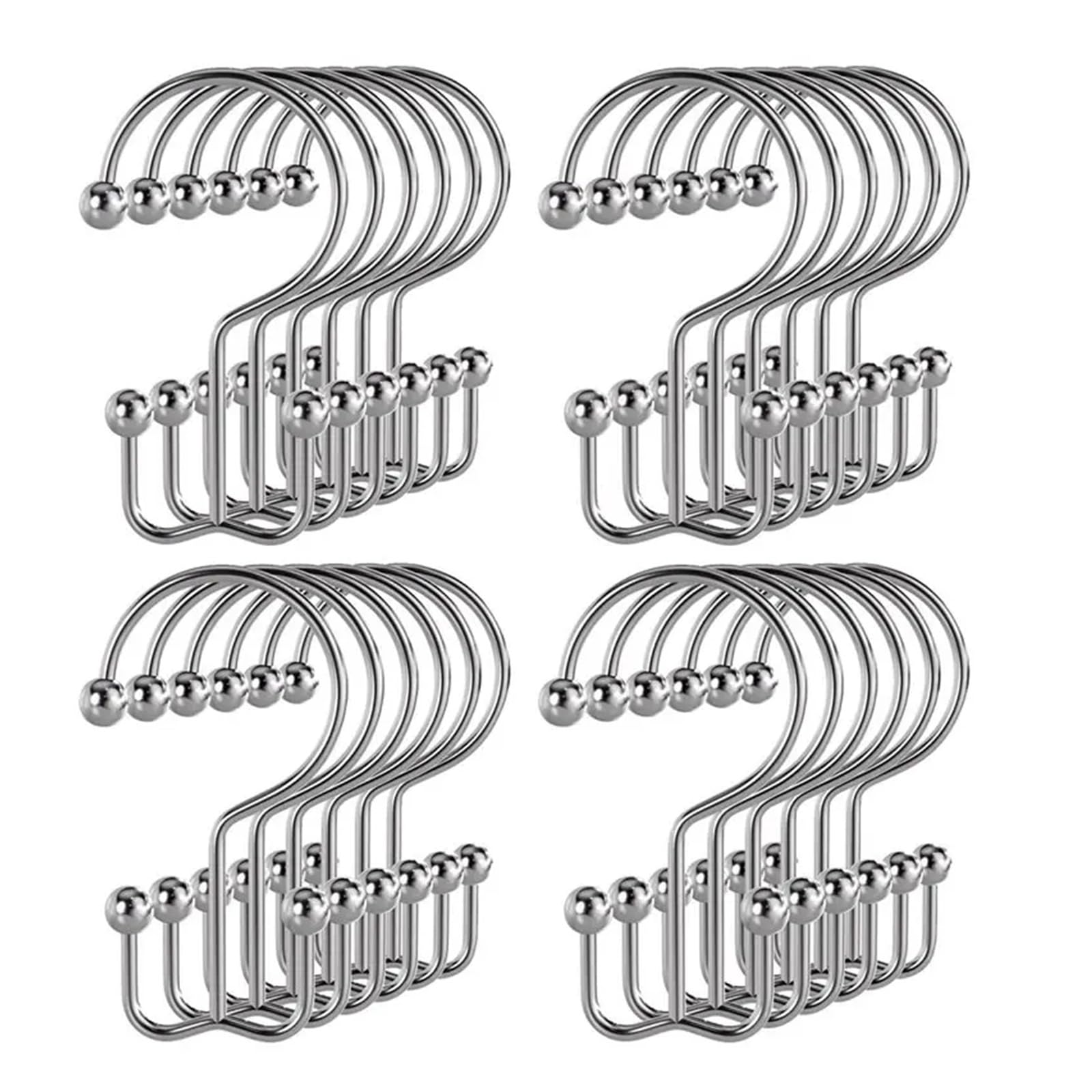 Curtain Hooks Shower Curtain Hooks Rings 24 Pcs Double Hook For Bathroom Shower Curtain Rod Hangers