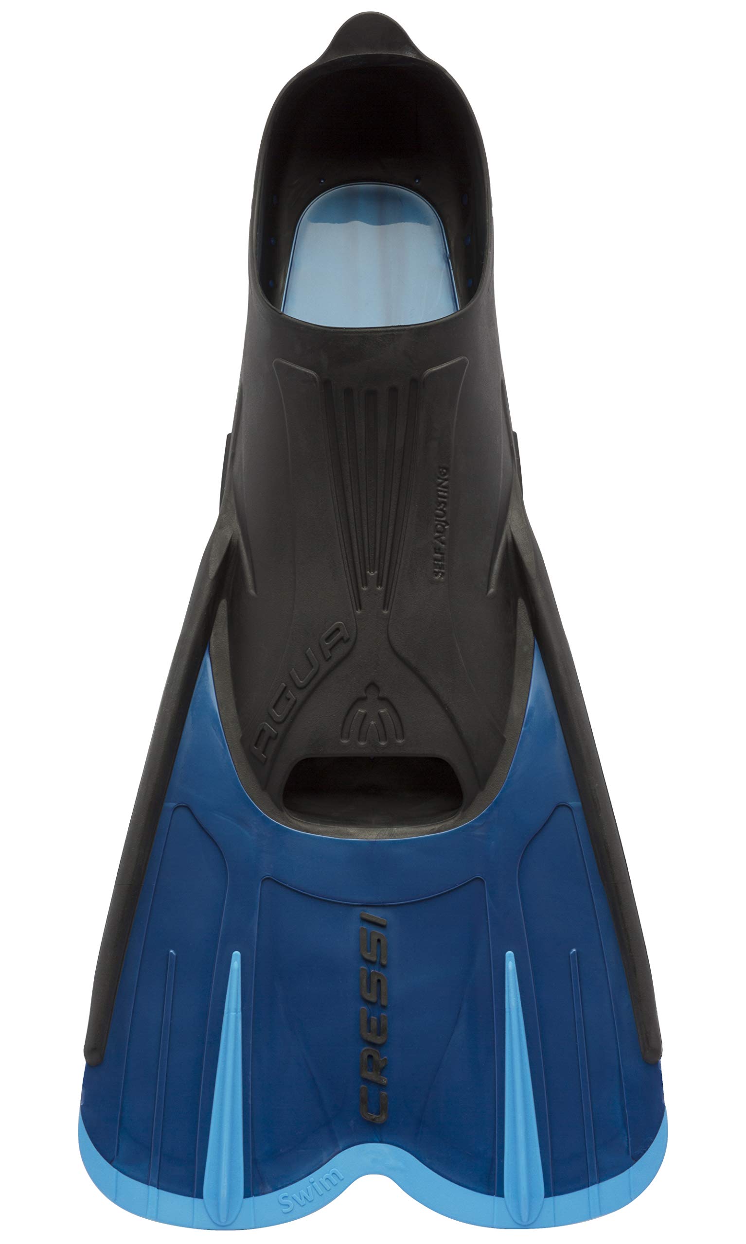 Cressi Big Eyes Evo Alpha Ultra Dry Schnorchelset Schnorcheln Set mit Schnorchel und Taucherbrille & Agua Short Flossen Kurze Schnorchel- und Schwimmflossen, Blau, 43/44