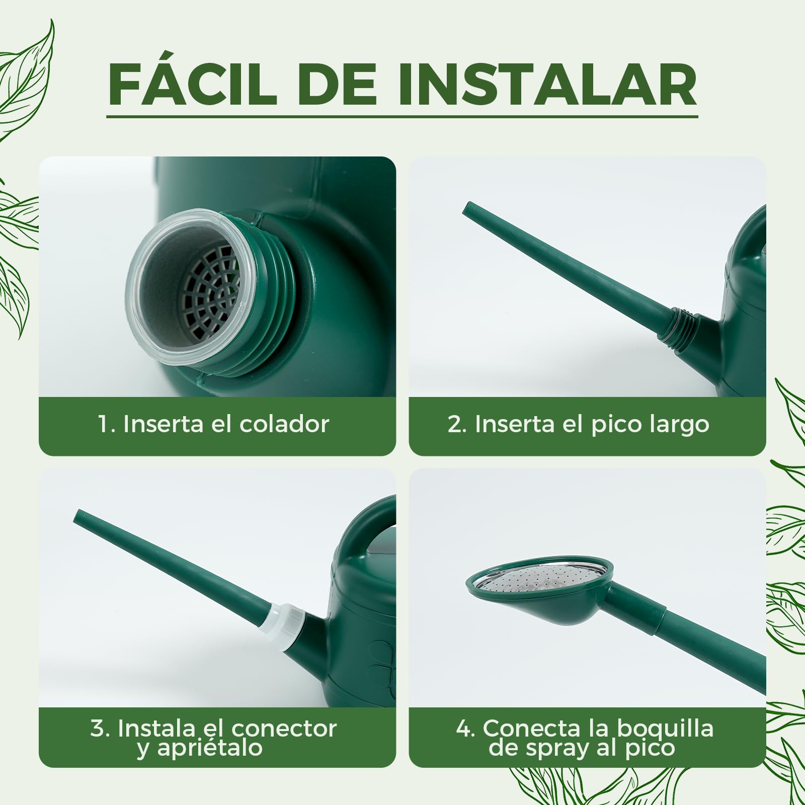 Bamworld Regadera Plantas de Interior 7.5 litros (2 Galones) Regadera de Plástico con Pico Largo para Interior Exterior y Jardinería
