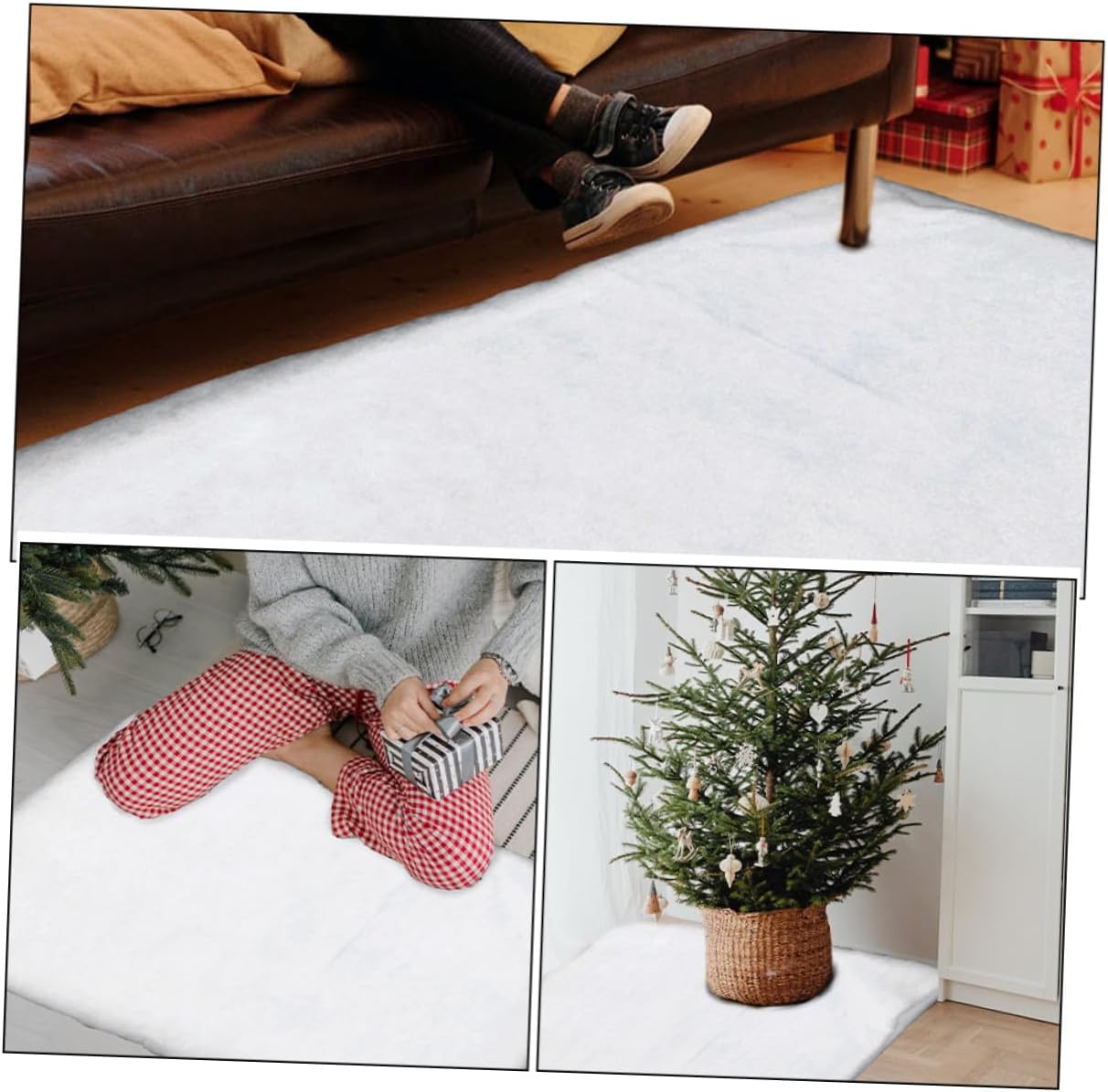 2pcs Thick Artificial Snow Blanket 1.5x1m White Faux Snow for Indoor Christmas Decor Holiday Village Display Carpet for Winter Scenes