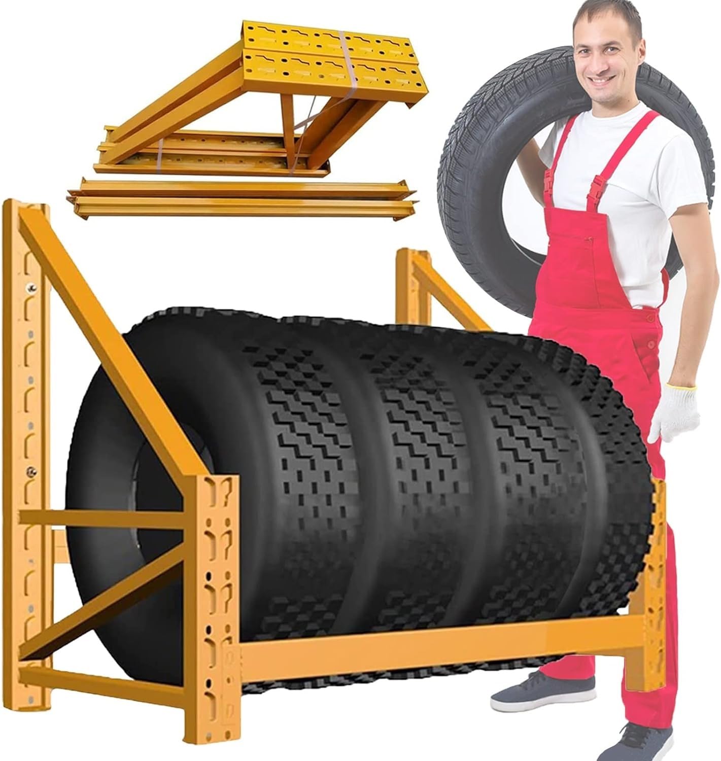 Rollendes Reifenregal, Reifenregal, Reifenregal für die Garage, Lagerregal aus Metall zur Wandmontage, Regal für mehrere Reifen mit Zubehör, Hochleistungs-Reifenregal, Ei,120cm/47in