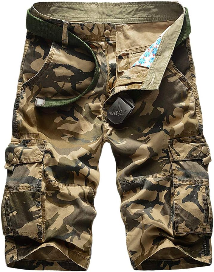 Men Baggy Rugged Dungarees Outdoor Workwear Tactical Military Camo Cargo Shorts