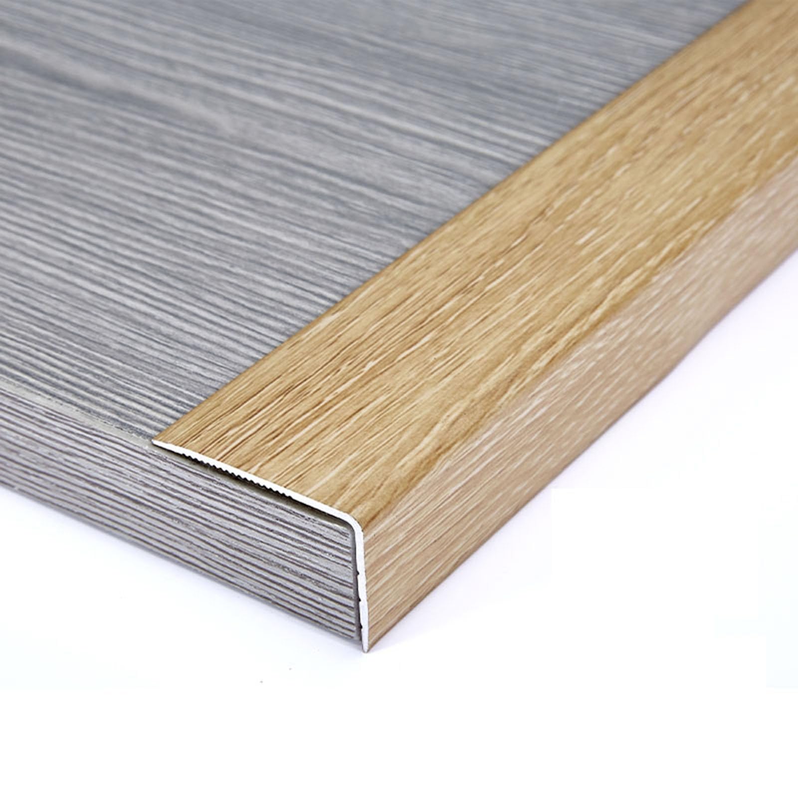 3940 Aluminiowa listwa narożna do podłóg drewnianych i winylowych, żółta listwa do obrzeży słojów drewna, wysokość 20 mm, do użytku wewnątrz/na zewnątrz, trwała i stylowa