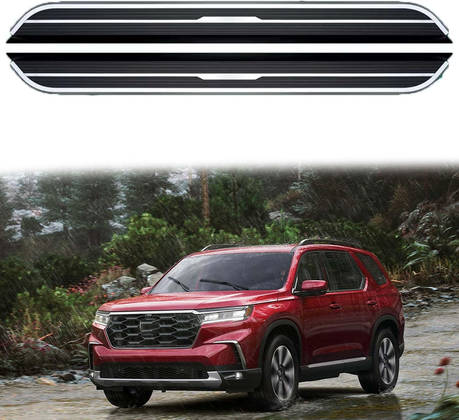 2Pcs Fit for 2023 2024 2025 Honda Pilot Aluminum Door Nerf Bars Side Steps Running Boards (with Brackets) (Style-61)