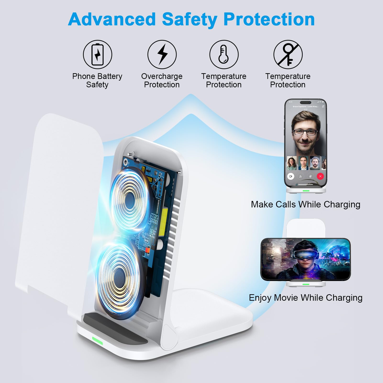 Pixel Wireless Charger Fast Charging Stand for Google Pixel 10 Pro XL Fold 9a 9 Pro XL Fold 8a 8 Pro 7a 7 Pro 6 Pro, Samsung Galaxy S25 S24 S23 S22 S21 S20, 15W Wireless Charging Station Fast Charger