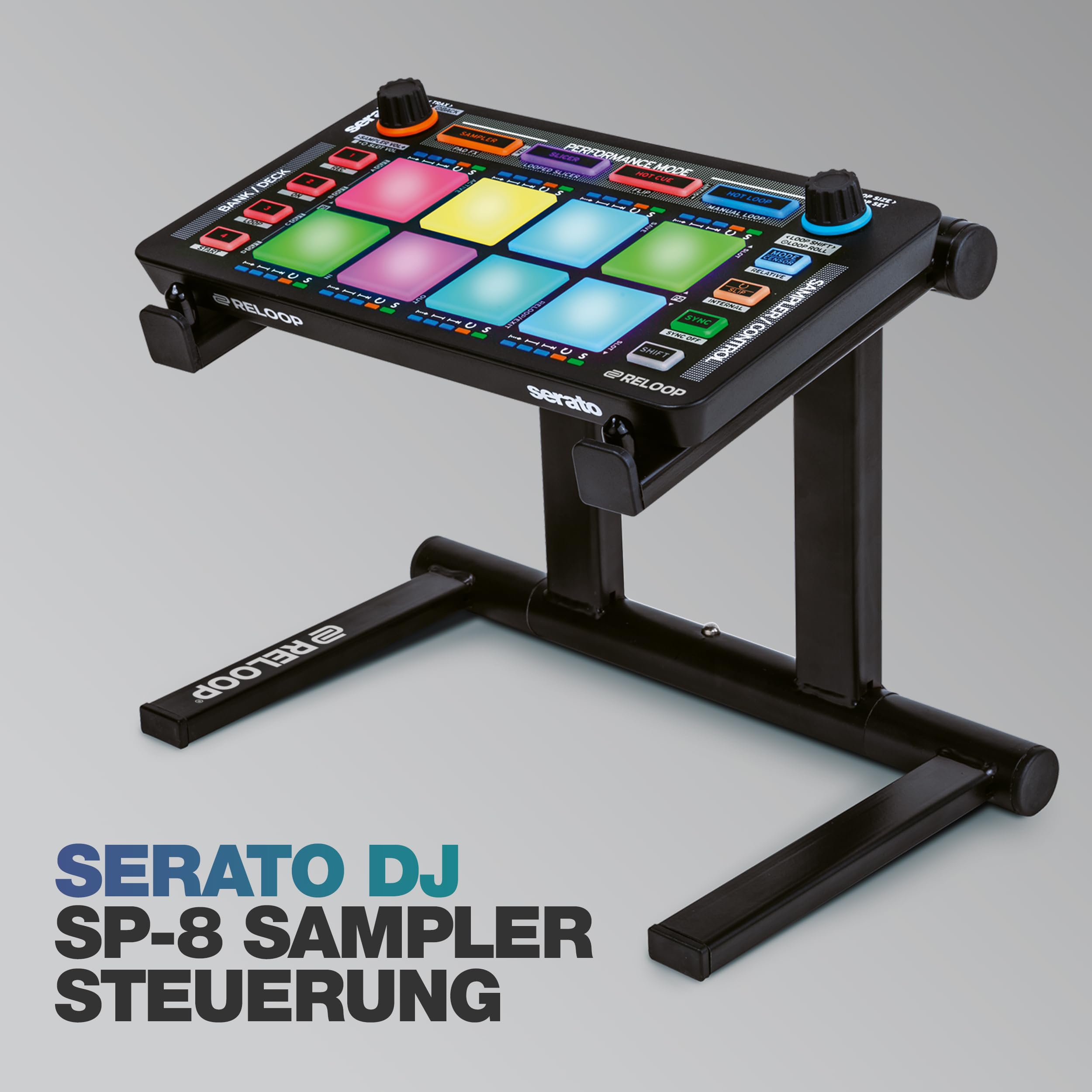 Reloop Neon - DJ MIDI Pad Controller mit 8 anschlagdynamischen RGB-Performance-Drumpads, Plug and Play mit Serato DJ Pro, (schwarz)