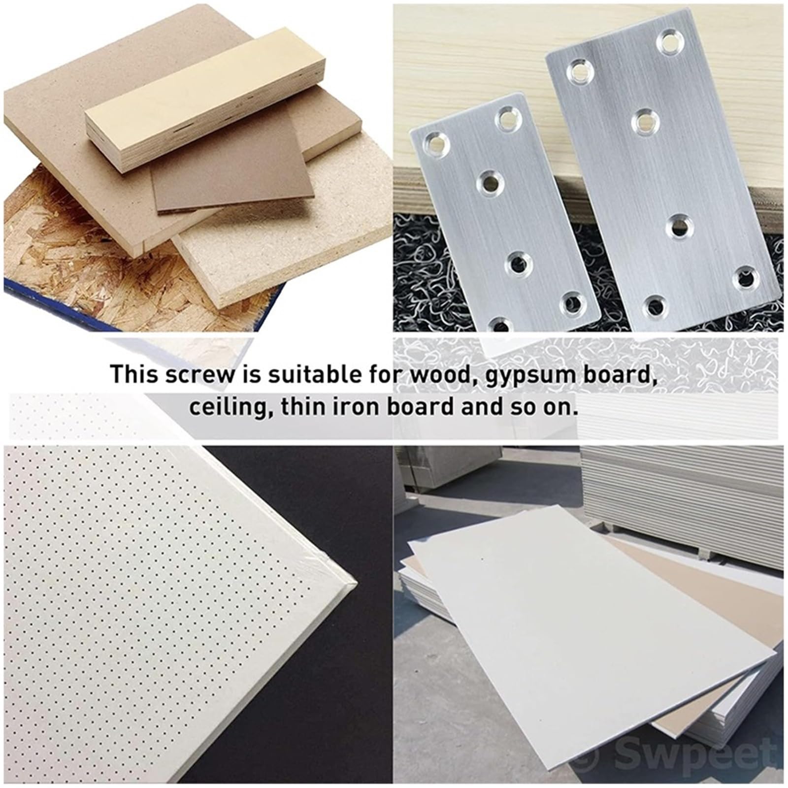 Tacos de expansión Tuercas de pétalo, tuercas expansión, remaches acero al carbono con forma, M4, M5, M6 y M8(Combination(48pcs))