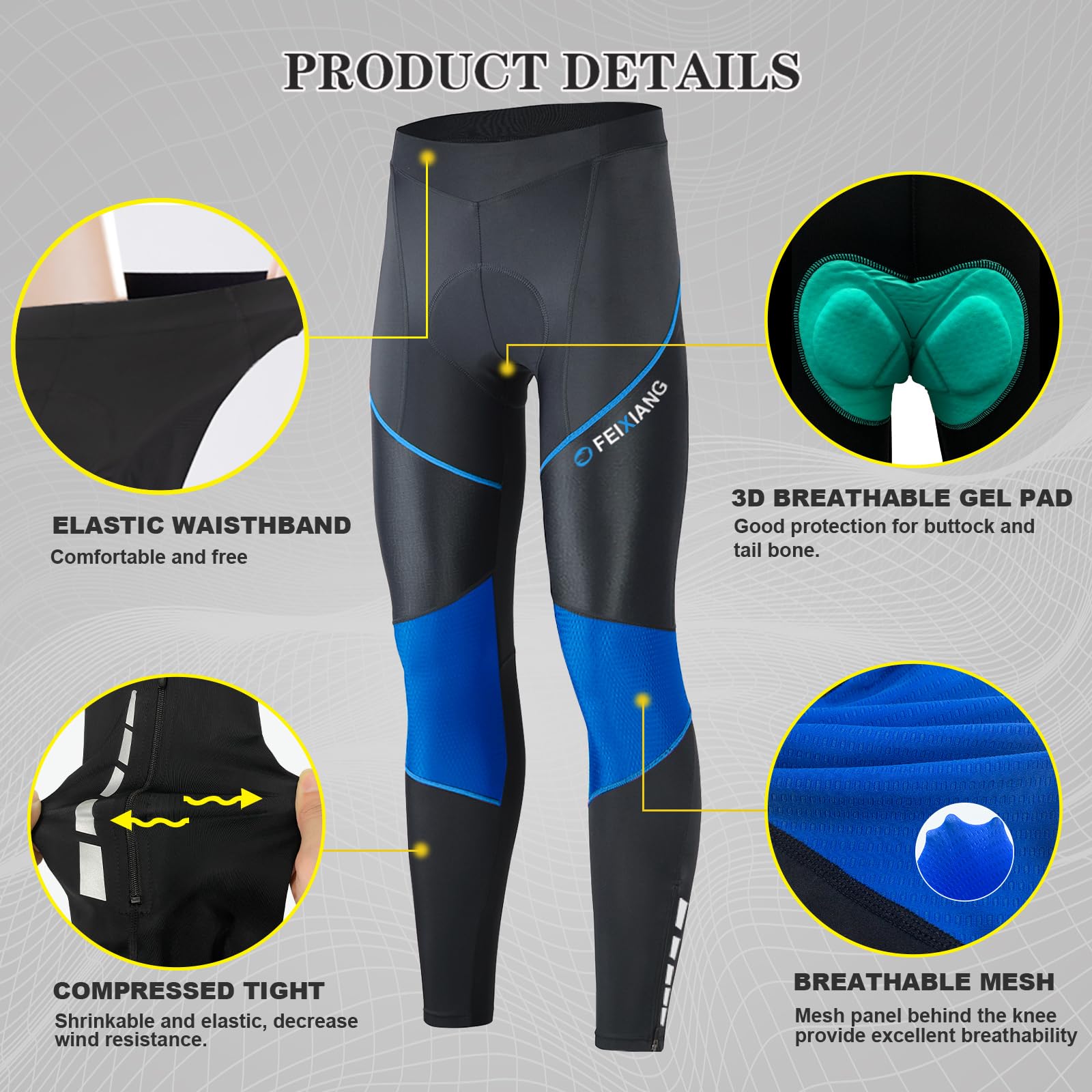 MEETWEE Męskie spodnie rowerowe, długie spodnie rowerowe, kompresyjne, legginsy do jazdy na rowerze, spodnie dla mężczyzn, elastyczne, oddychające, z gąbką 3D
