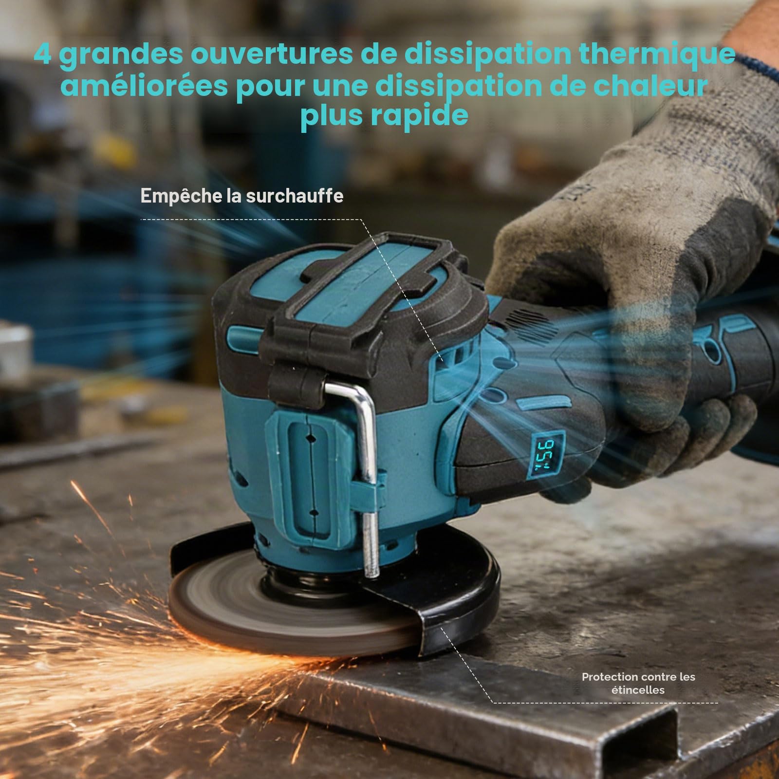 Meuleuse d'angle sans fil pour Makita 18V, mini meuleuse d'angle sans balais 20 000 tr/min 75 mm petit outil d'angle avec 2 disques pour coupe, polissage, meulage (pour Makita)